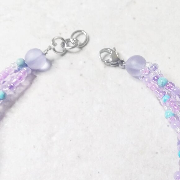 Lilac Lavender Turquoise! Upbeat Multi Colored Shell Bracelet + Earring Set - Picture 14 of 15